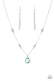 "Romantic Rendezvous" Silver Metal Blue Teardrop Gem Necklace Set