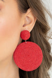 "Circulate the Room" Red Twine Spiraled Cord Wrapped Post Earrings