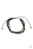 "Basecamp Boyfriend" Black & Rainbow Colored Seed Bead Adjustable Bracelet