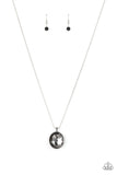 "Instant Icon" Silver Metal Smoky Grey Rhinestone Solitaire Necklace Set