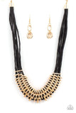 "Lock, Stock and Sparkle" Multi Leather Corded & Gold Accent Urban Necklace