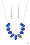 Paparazzi " Elliptical Episode " Silver Chain & Marbleized Blue/Gold Gem Necklace Set