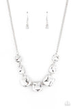 "Unfiltered Confidence" Silver Metal Clear/White Rhinestone Necklace Set