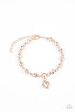 "Sweet Sixteen" Rose Gold Metal & White Rhinestone Heart Clasp Bracelet