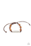 "Roaming For Days" Brown Leather & Orange Color Cat's Eye "WANDER" Bracelet