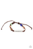 "Roaming For Days" Brown Leather & Multi Color Cat's Eye "WANDER" Bracelet