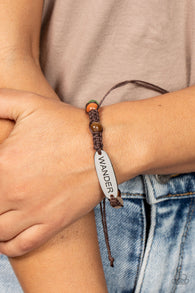 "Roaming For Days" Brown Leather & Multi Color Cat's Eye "WANDER" Bracelet