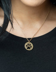 "Think Paw-sitive" Gold Metal Dainty Open Space Paw Print Necklace Set