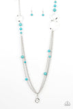 Paparazzi " Local Charm " Silver Metal & Blue Turquoise Bead Lanyard Necklace Set