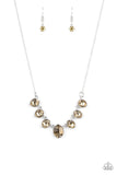 "Material Girl Glamour" Silver Chain & Topaz Brown Rhinestone Necklace Set