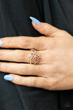 Paparazzi " Prana Paradise " Rose Gold Metal Flower Floral Elastic Back Ring