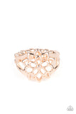 Paparazzi " Prana Paradise " Rose Gold Metal Flower Floral Elastic Back Ring