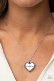 "The Real Boss" Silver Metal & Smoky Gray Rhinestone MOM Heart Necklace Set