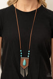 Paparazzi " Enchantingly Tribal " Brown Leather & Blue Crackle Turquoise Necklace Set