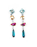 "Rock Candy Elegance" Silver Metal Multi Color Iridescent Dangle Earrings