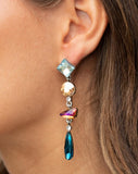 "Rock Candy Elegance" Silver Metal Multi Color Iridescent Dangle Earrings