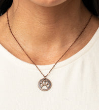 "Think Paw-sitive" Copper Metal Dainty Open Space Paw Print Necklace Set