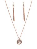 "Think Paw-sitive" Copper Metal Dainty Open Space Paw Print Necklace Set