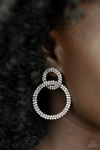 "Intensely Icy" Gunmetal & White Rhinestone Multi Circle Dangle Earrings