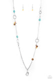 Paparazzi " Sandstone Safari " Silver Metal & Multi Colored Bead Lanyard Necklace Set