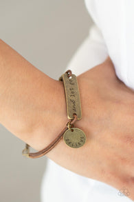 Paparazzi " Believe And Let Go " Antiqued Brass Metal Inspirational Clasp Bracelet