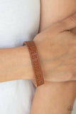 "Life Is Tough" Brown Tan LEATHER Inspirational Snap Bracelet