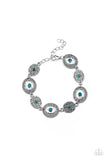 "Secret Garden Glamour" Silver Metal & Blue Zircon Rhinestone Clasp Bracelet