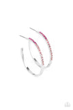 "Somewhere Over the Ombre" Silver Metal & Pink Ombre Hoop Earrings