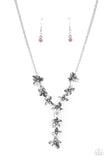 "Fairytale Meadow" Silver Metal & Multicolored Rhinestone Floral Flower "Y" Necklace Set