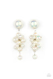 "Don't Rock the Yacht" Silver Metal & Iridescent White Pearl Cluster Earrings