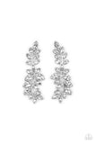 "Frond Fairytale" Silver Metal & Clear/White Rhinestone Leafy Hinged Post Earrings