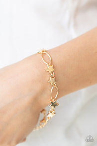 "Stars And Sparks" Gold Metal & Multi Star Chain Clasp Bracelet