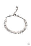 "Chicly Candescent" Gunmetal & White/Clear Rhinestone Mesh Clasp Bracelet