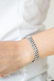 "Chicly Candescent" Gunmetal & White/Clear Rhinestone Mesh Clasp Bracelet