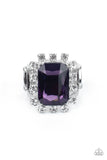 Paparazzi "Galactic Glamour" Silver Metal Purple & Clear/White Rhinestone Ring