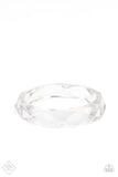 "Clear-Cut Couture" Clear Acrylic Faceted Oversized Bangle Bracelet