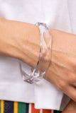 "Clear-Cut Couture" Clear Acrylic Faceted Oversized Bangle Bracelet