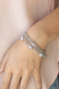 Paparazzi " Glossy Goddess " Silver Chain & Cloudy White Bead Multi Chain Clasp Bracelet