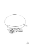 "Come What May and Love it" Silver Metal Inspirational Heart & Charm Bracelet