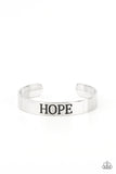 "Hope Makes the World Go Around" Silver Metal "HOPE" Inspirational Cuff Bracelet