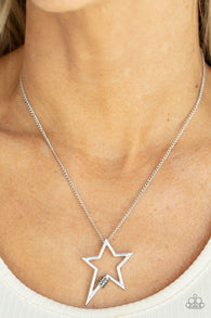 "Light Up The Sky" Silver Metal & White/Clear Rhinestone Star Necklace Set