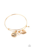 "Come What May and Love it" Gold Metal Inspirational Heart & Charm Bracelet