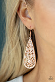 "Posy Pasture" Rose Gold Metal Filigree Teardrop Earrings