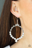 "Thai Treasures" Silver Metal & White Beads Teardrop Dangle Earrings