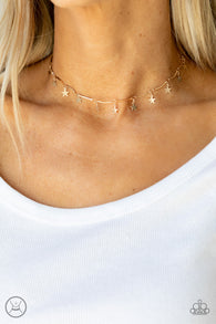 "Little Miss Americana" Gold Metal & Multi Star And Bar Choker Necklace Set