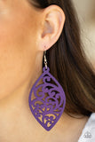 Paparazzi " Coral Garden " Lazer Cutout Airy Oval Shaped Wooden Earrings