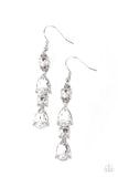 "Raise Your Glass to Glamour" Silver Metal & Three Tier White Rhinestone Earrings