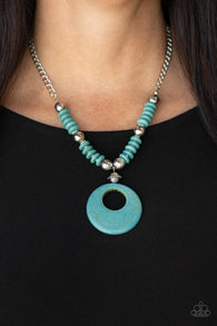 Paparazzi " Oasis Goddess " Blue Crackle Turquoise Necklace Set