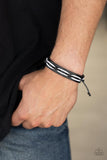 "Lucky Locomotion" Black & White LEATHER Unisex Urban Adjustable Bracelet