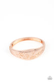 Paparazzi " Fond of Florals " Rose Gold Metal With Floral Designs Hinged Bracelet